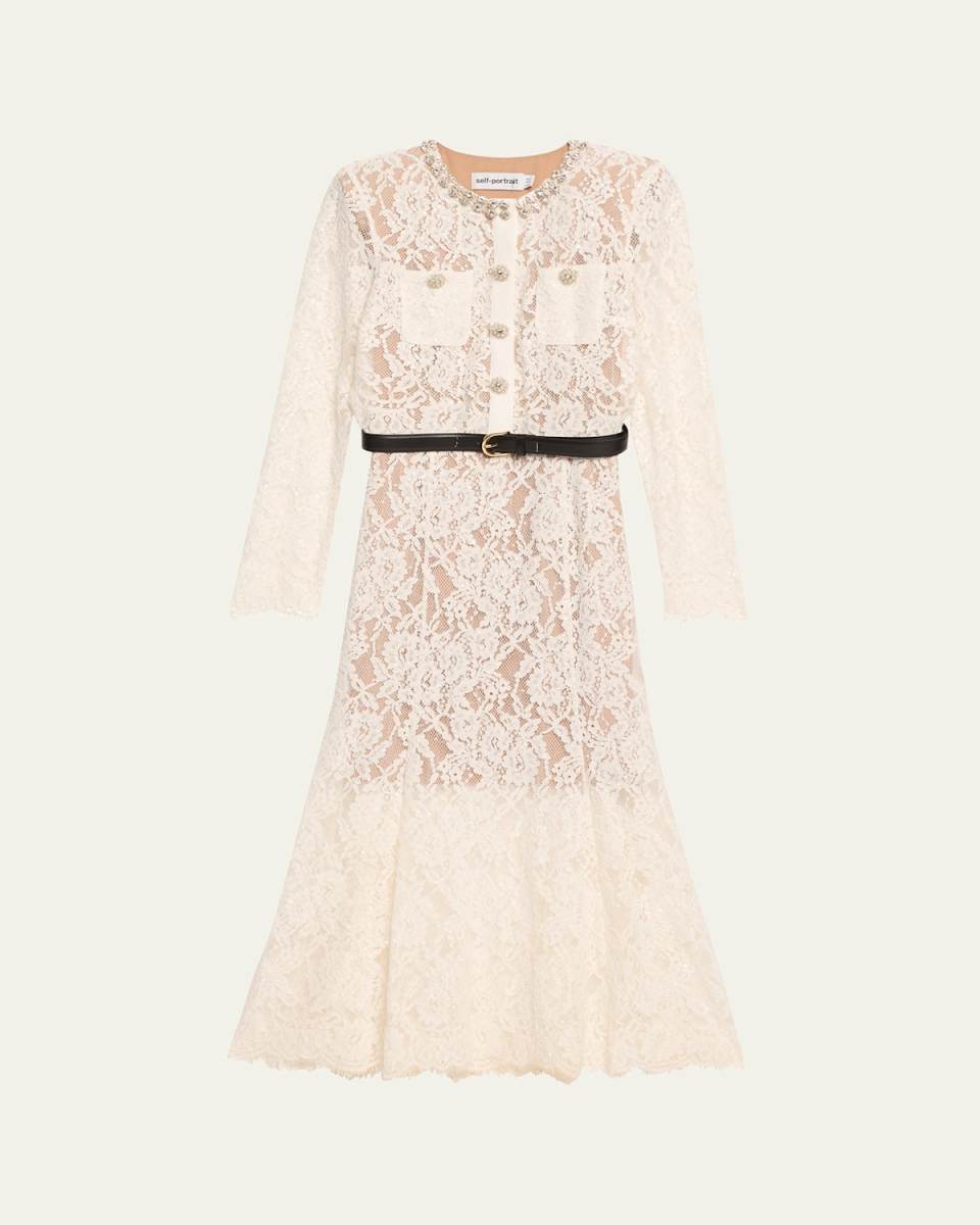 Embellished Lace Midi Dress